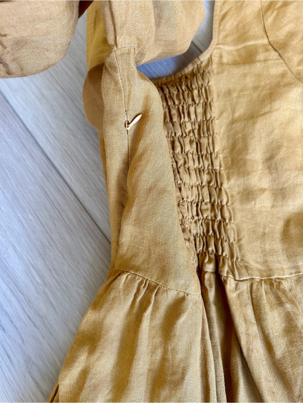 Son de Flor Mustard Linen carmen midi dress - Picture 6 of 6